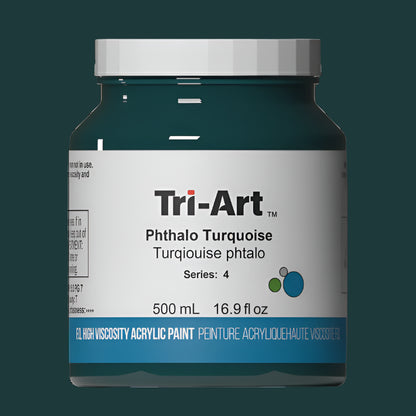 Tri-Art High Viscosity Acrylic Jars 500ml Phthalo Turquoise