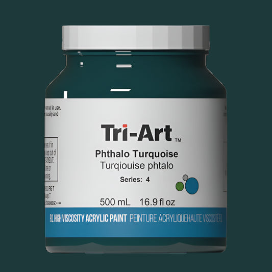 Tri-Art High Viscosity Acrylic Jars 500ml Phthalo Turquoise