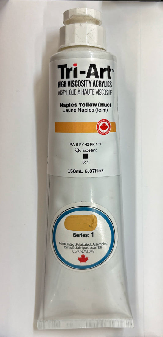 Tri-Art Naples Yellow (Hue) High Viscosity Acrylic Paint, 150ml tube