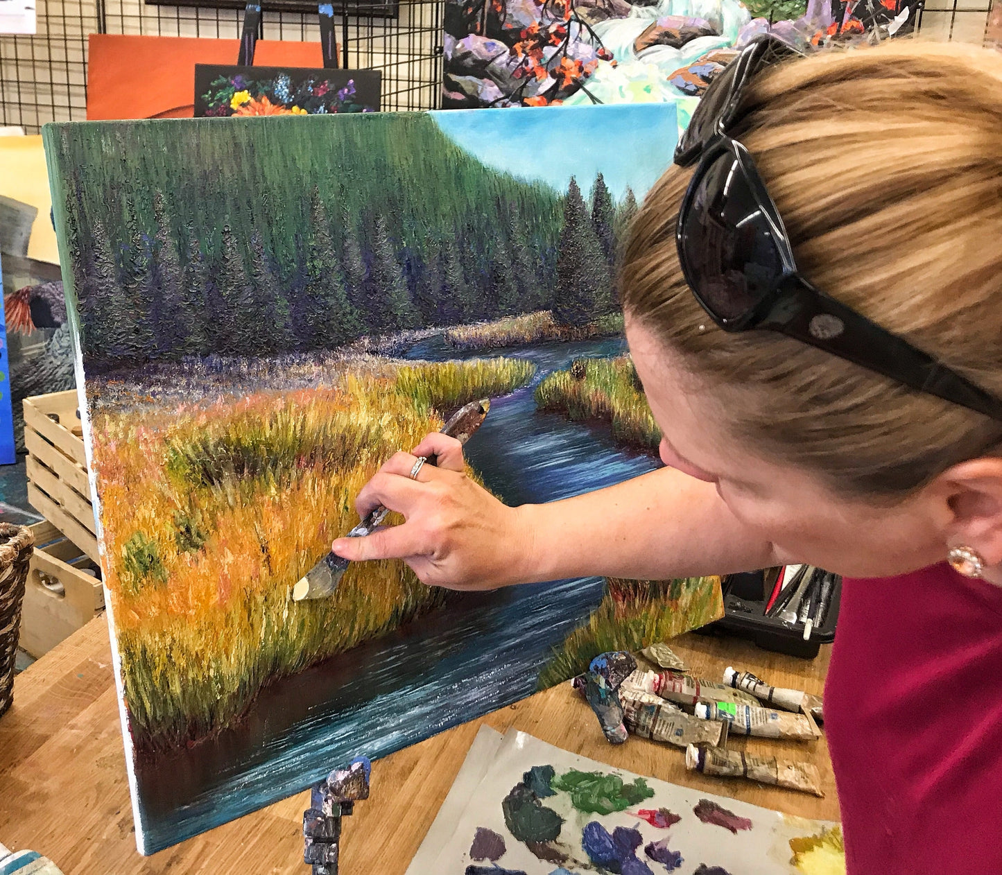 Beginners oil painting workshop at Grasby Art Studio in NW Calgary