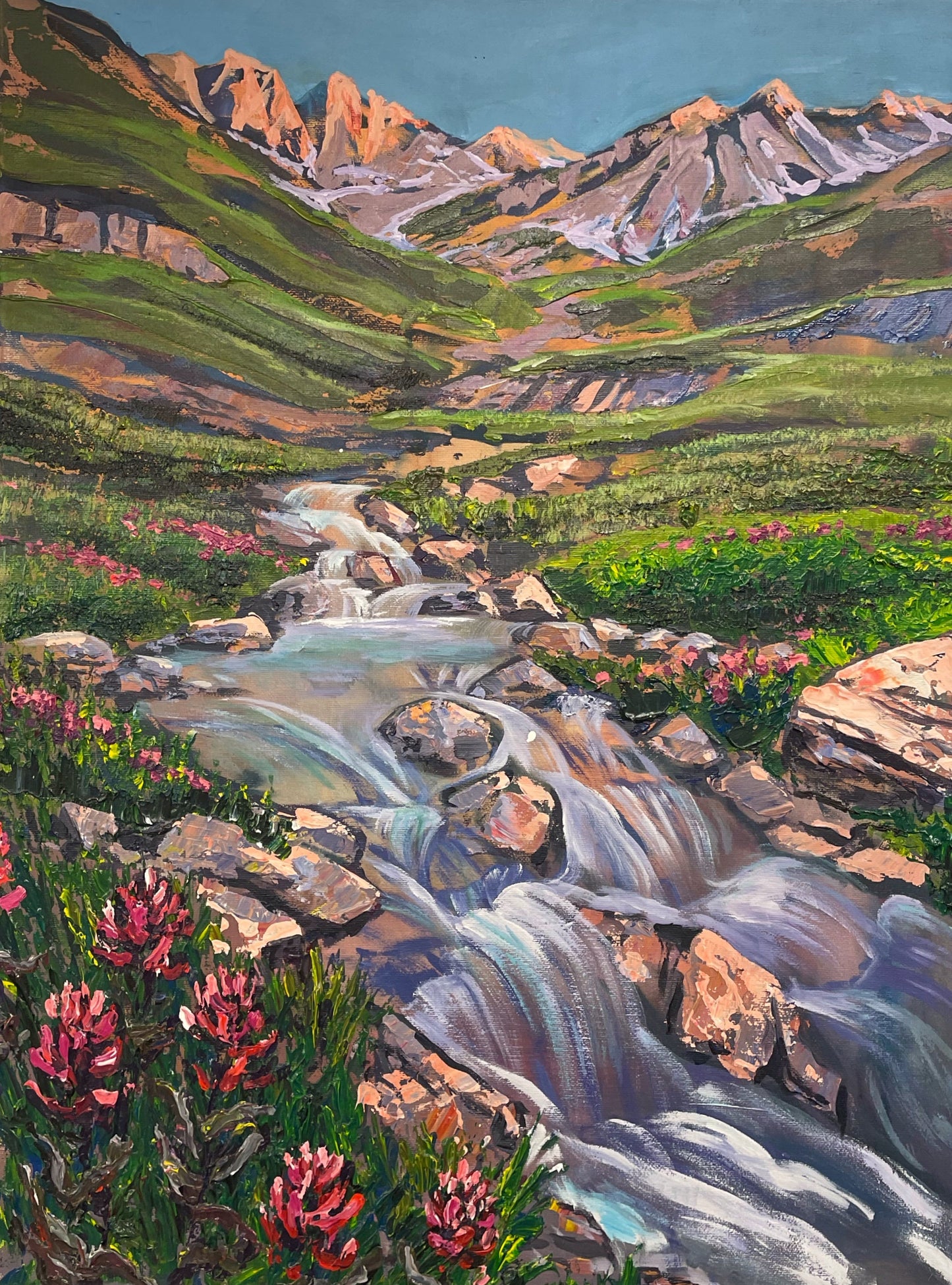 "Alpine Stream" - 18x24 Original Acrylic Painting by Teresa Grasby