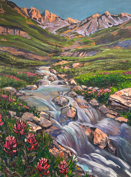 "Alpine Stream" - 18x24 Original Acrylic Painting by Teresa Grasby