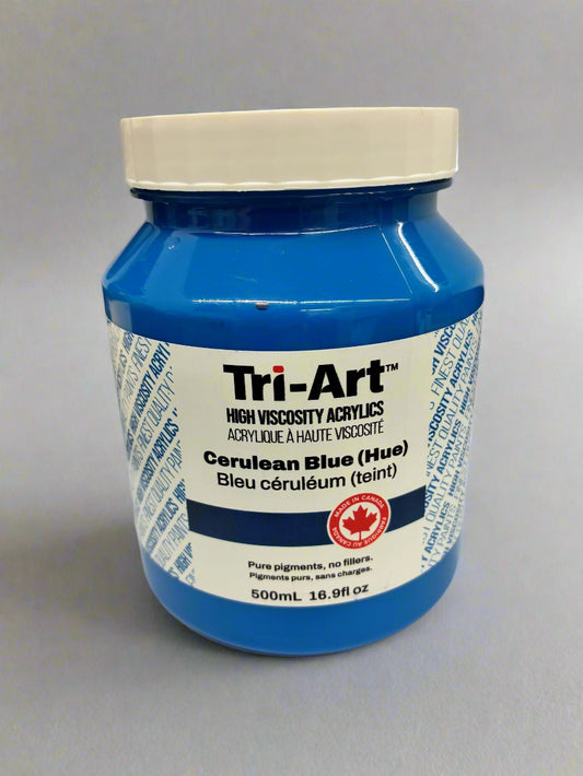 tri-art high viscosity acrylic cerulean blue (hue) 500ml jar
