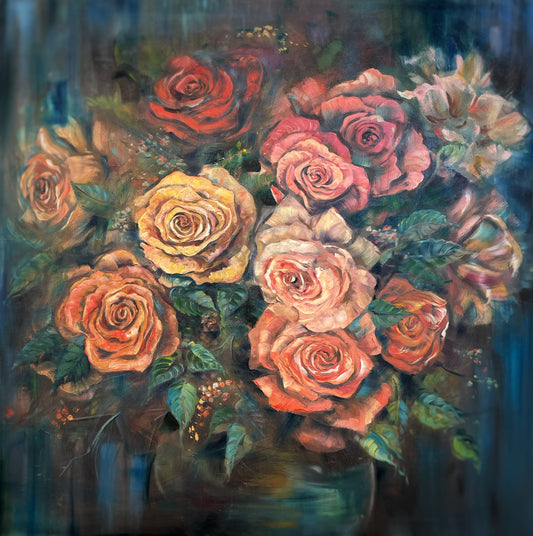 Roses - 30x30 Original Floral Oil Painting