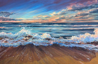 Breaking ocean wave and sunset seascape painting by Teresa Grasby, Grasby Art Studio Calgary