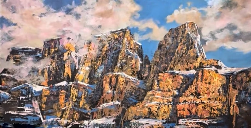 SOLD Castle at Dawn - 30x60 Original Acrylic Painting by Teresa Grasby