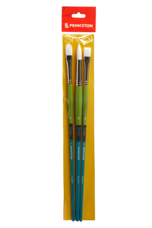 Princeton - Snap! White Taklon - Long Handle - Set of 3