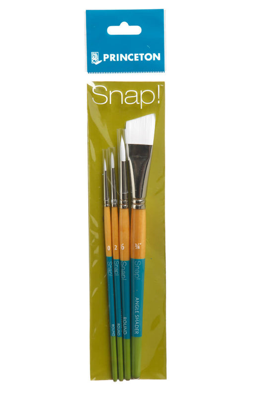 Princeton - Snap! White Taklon - Short Handle - Set of 4