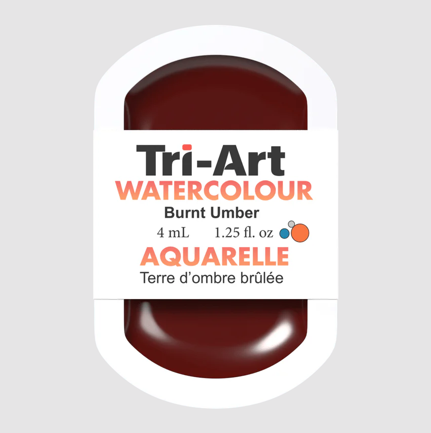 Tri-Art Watercolour 4mL Pan, Burnt Umber (Series 1)