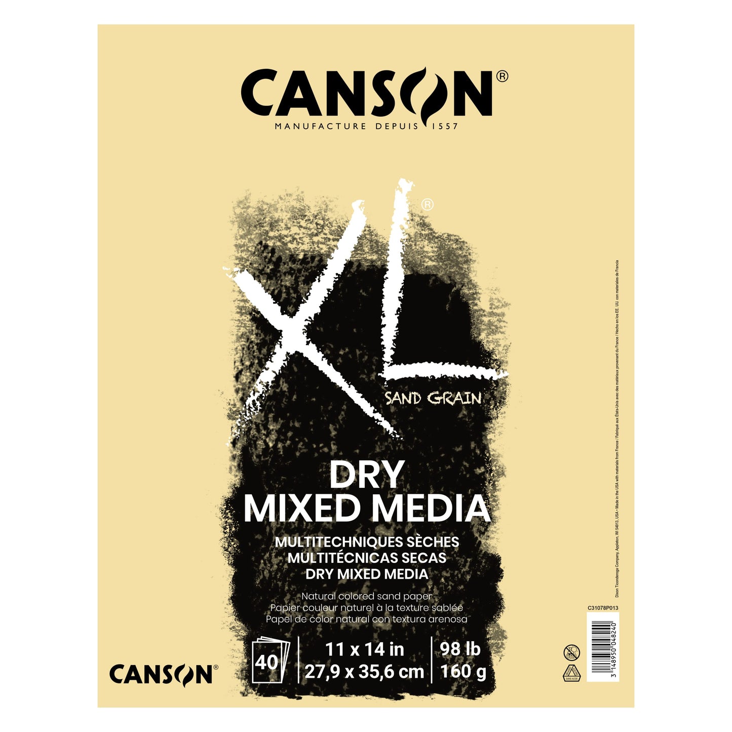 Canson XL Sand Grain Mixed Media Sketchbook (160gsm, 40 Sheets, 9"x12")