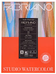 Fabriano Studio Watercolor Pad - Hot Press, 300gsm, 12 Sheets, 9x12"