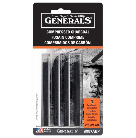 GENERALS Compressed Charcoal Extra Smooth (Pack of 4)
