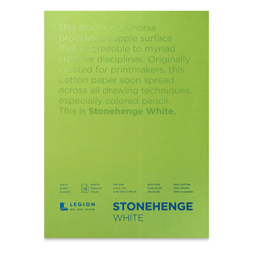 Legion Stonehenge White Paper Pad (11x14in, 250gsm, 15 Sheets)