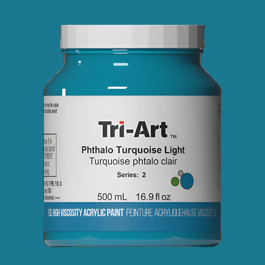 Tri-Art High Viscosity Acrylic Phthalo Turquoise Light 500ml Jar
