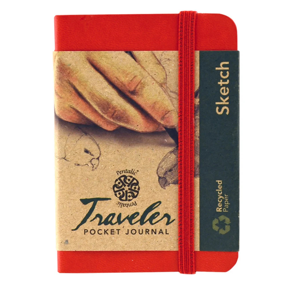 traveler pocket journal recycled paper 3 " x 4" Red