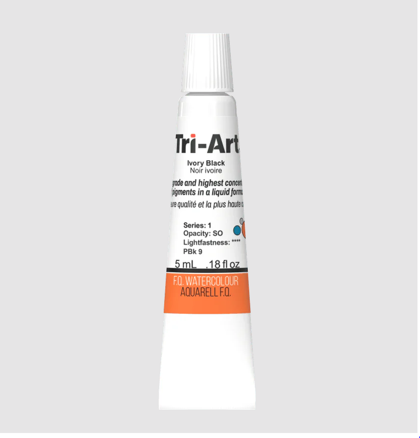 Tri-Art Watercolour 5ml Tube, Ivory Black (Series 1)