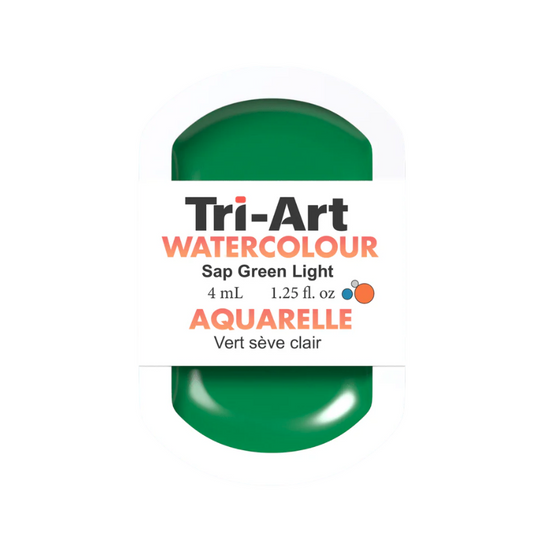 Tri-Art Watercolour 4mL Pan, Permanent Green Light (Series 1)
