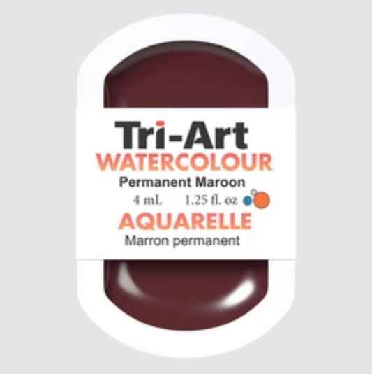 Tri-Art Watercolour 4mL Pan, Permanent Maroon (Series 2)