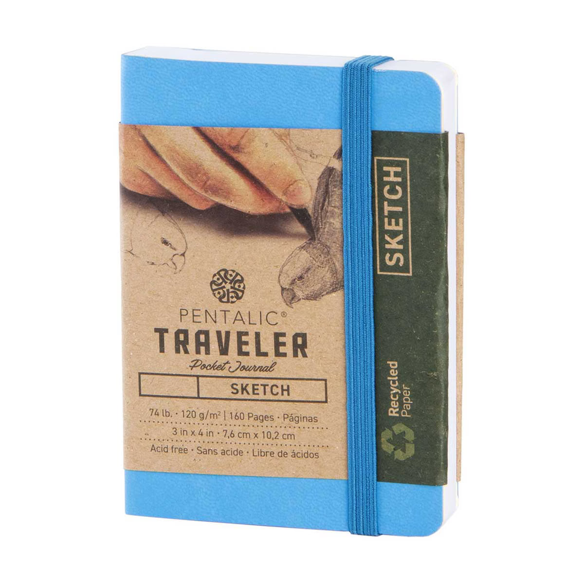 traveler pocket journal recycled paper 3" x 4" Blue