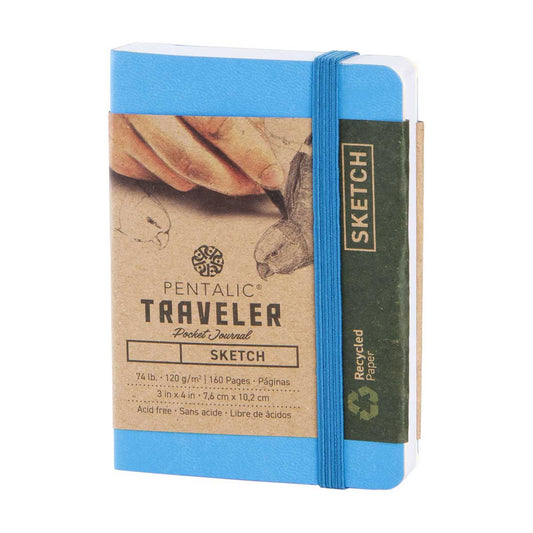 traveler pocket journal recycled paper 3" x 4" Blue