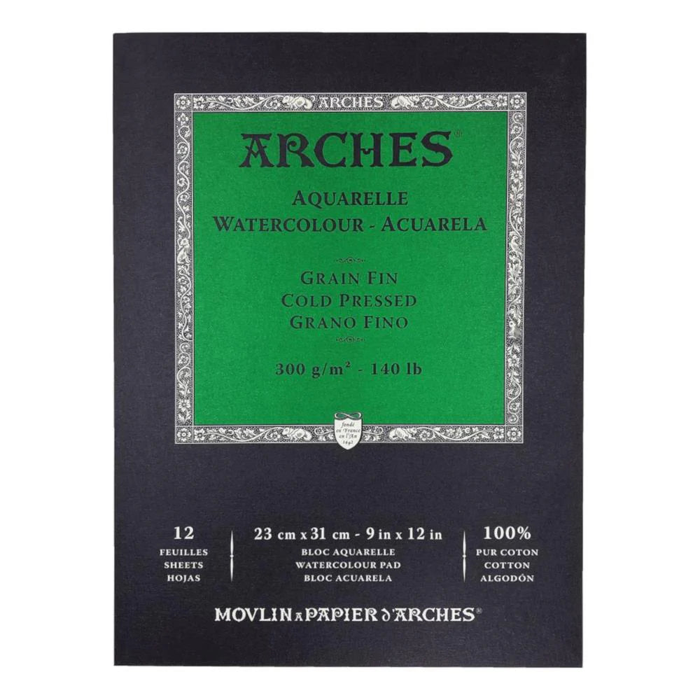 Arches - Watercolour Pad, Cold Pressed |12 sheets | 9x12