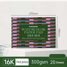 Potentate Watercolor Pad - Pink Check Cover, 300gsm Cotton, 20 Sheets, 380x270mm