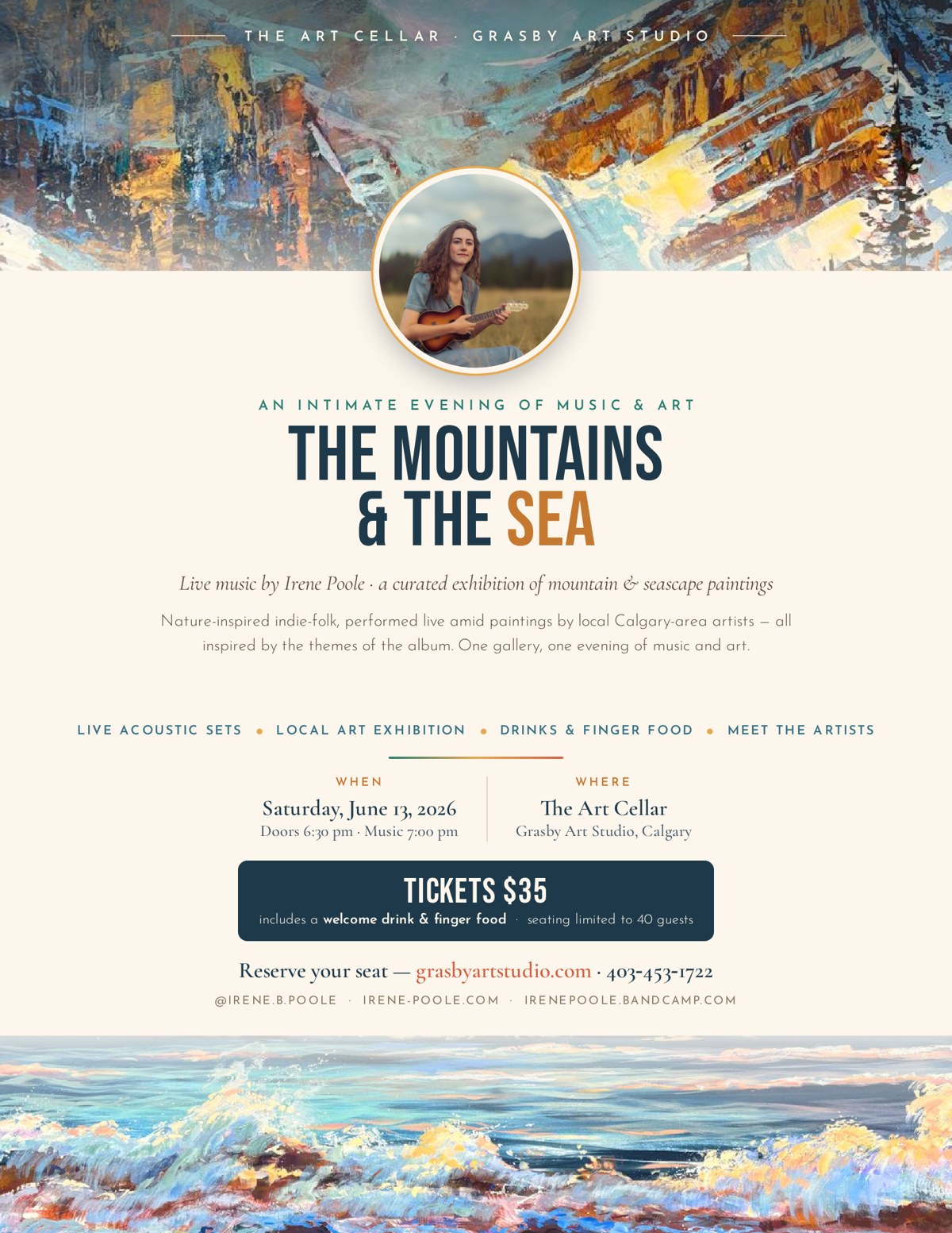 The Mountains & The Sea — An Intimate Evening of Music & Art poster