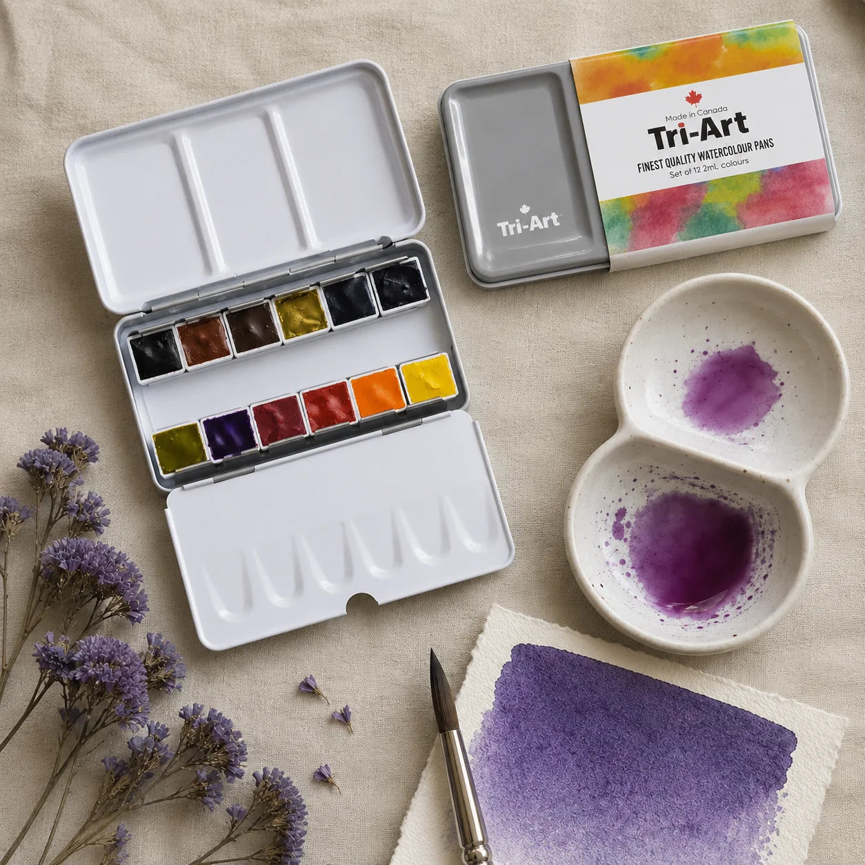 Tri-Art Watercolour Metal Pan (Set of 12)