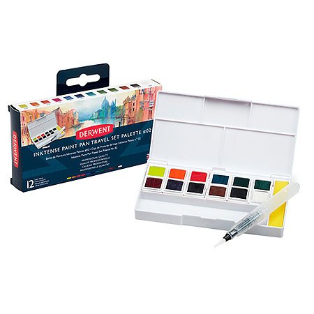 DERWENT Inktense Paint Pan Travel Set Palette #01 - 12 Half Pans