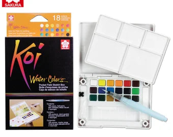 WATERCOLOUR - Koi watercolors Pocket Field Sketch Box, 18 colors